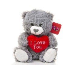 I LOVE YOU HEART BEAR GREY