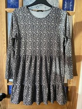 ?George Size 14 Fleece Soft Jersey Knit Animal Print Dress Greys B4