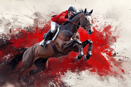 Show jumping horse canvas - show,