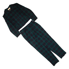 PENDLETON Womens Suit Green Regular Knit Wool Plaid L W27 L29