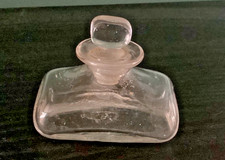 antique hand blown glass bottle with stopper and  open pontil base