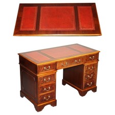 MAPLE WARING & GILLOW TWIN PEDESTAL DESK WITH LEATHER TOP