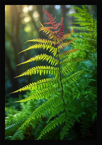 Fern fronds serene framed wall - fronds,