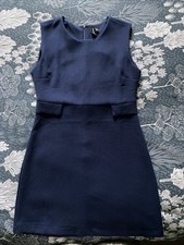 Shift Dress Navy Blu Pinafore Dress Size 10 Textured Fabric New Without Tag