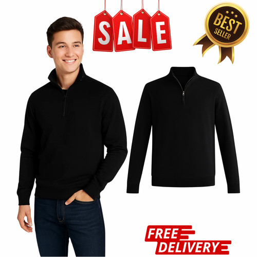 Mens cotton sweatshirt half - cotton,