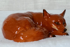 Beswick Large Fox Curled up Rare Black Tail Tip Gloss Model No. 1017A  Vgc