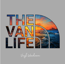 THE VAN LIFE Colourful Vinyl Decal Adventure Camper Caravan Sticker TNF  15x10cm
