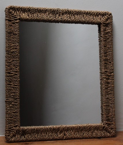 Rattan framed wall mirror boho - framed,