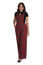 Women's Red Tartan Plaid Vintage Retro Party Girl Dungaree BANNED Apparel