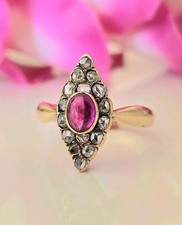 Victorian Ring Diamond Ruby Gold 750 Antique 18k Art Nouveau Belle Epoque