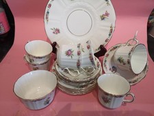 Beautiful Old Royal Bone China Tea Set With Floral Design. 19 Pieces. Gilt Trim.