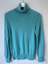 Marks & Spencer Women's 100% Cashmere Roll Neck Jumper Teal  Size 12