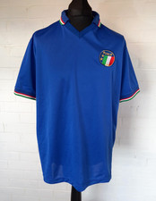Italy Mens 3XL TOFFS Football Shirt 1990 World Cup Home Blue Short Sleeve