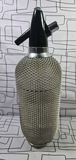 Vintage Siphon Seltzer Bottle Wire Mesh 14 Inches Tall