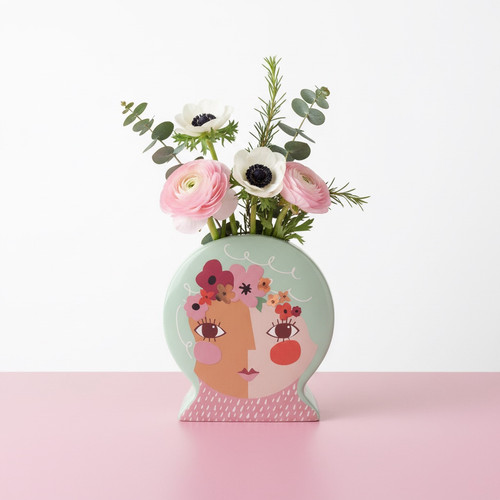 Modern face vase planter mint - modern,