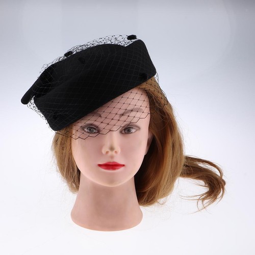 Vintage wool pillbox hat - wool,