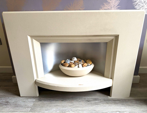 Beige wood fireplace - wood,