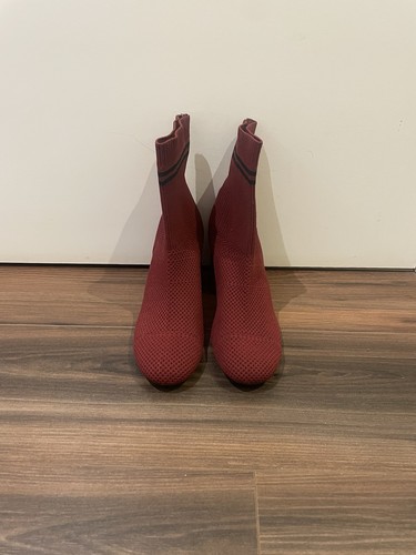 Burgundy heeled sock - heeled, boots