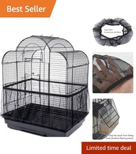 Black Bird Cage Net Cover - Stretchy Seed Catcher Skirt for a Cleaner Habitat