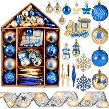 70PCS Blue and Gold Christmas