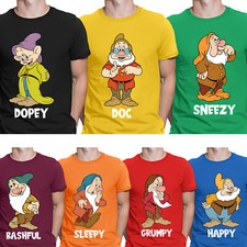 Seven 7 Dwarfs Snow White Happy Costume Funny Bashful Dopey Mens T-Shirts #UJG#2