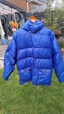 Mountain Equipment Waterproof Annapurna Down Coat.Blue exterior.