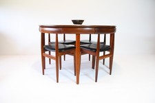 Roundette Danish Mid Century Dining Table & Chairs by Hans Olsen for Frem Rojle