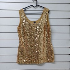Gok Wan for TU Gold Sequin Sleeveless Top Party Evening Glam Size UK 18