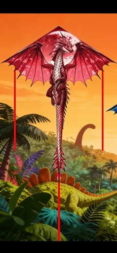 Large dark red dragon kite - dragon,