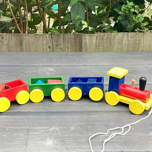 Wooden pull along toy - along, train