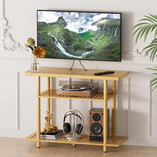 Bamboo stand small tv - tv,