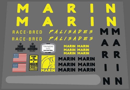 Marin palisades yellow decal - marin,