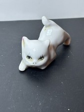 Vintage White Cat Kitten Figurine Small Ceramic Kitsch Cute W:6.5cm H:3.5cm