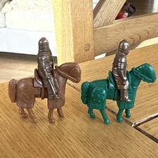2 x Bronze Knights and Horses  Bronze Figure Kinder Surprise Metal Soldier Horse