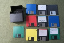 10 X  3.5 HD Floppy Disks storage case box vintage computer discs some new used
