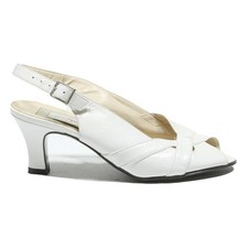 5TH AVENUE Womens White Leather Slingback Heels UK 2 Elegant Classic Design