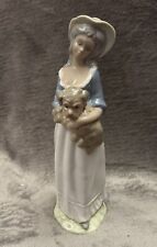 Tengra Valencia Porcelain Girl Figure With dog / puppy 10" Spain