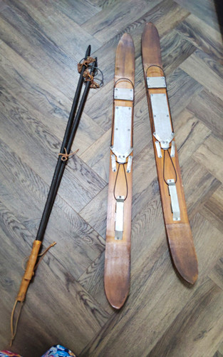 Vintage decorative wooden - decorative, skis