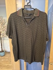 Vintage Gucci GG polo Shirt Khaki Collar Slim XXL Fits Smaller Like A Medium