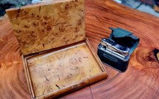 Ladies Colibri Monopol Lighter Green Leather Working Order Incl period Cig Case