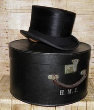 RARE Vintage Boxed Black Patey Deep Back Top Hat / Riding Hat Size 7 1/4 / 59cm