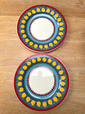 2 Colourful Vista Alegre Portugal Dinner Plates Vintage Fruit Fantasy Apples VGC