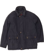 LEADER Mens Hooded Windbreaker Jacket UK 40 Large Navy Blue DH06