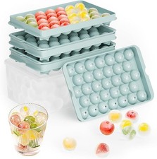 Round Ice Cube Trays with Lid and Storage - 2 Stackable Trays Small Ice Maker Mo
