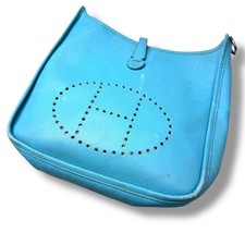 Hermes Evelyne PM Shoulder Bag Taurillon Clemence Blue Leather Crossbody