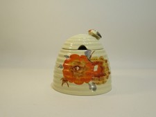 CLARICE CLIFF ART DECO 'RHODANTHE' PATTERN BEEHIVE HONEY POT LARGE SIZE - C.1930