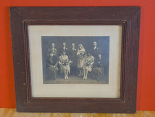 Antique Family Wedding Photo On Board Framed