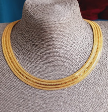 Vintage Flat Mesh Collar Necklace Gold Plated Woven Designer Cleopatra Jewellery