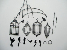 Die Cuts Card Toppers Embellishments - Black Bird Cages , Birds & Chains
