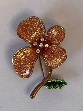 Very Attractive Flower / 4 Leaf Clover Diamante Brooch Costume Jewellery